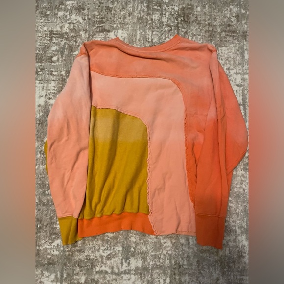 We The Free Shady Colorblock Crewneck Sweatshirt - Orange, Pink, Yellow size L - Picture 2 of 6